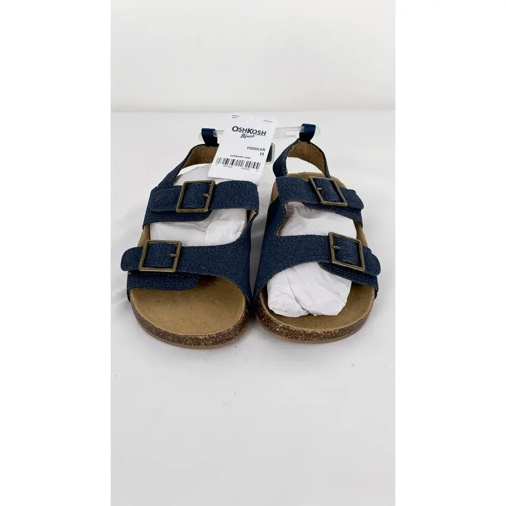 OshKosh B'Gosh Boys Bruno Sandal Navy Blue Size 11 New Slip On Little Kid